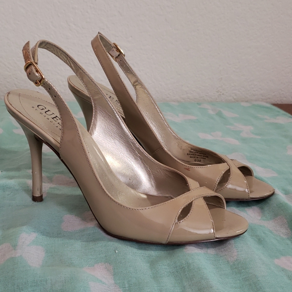 Guess by Marciano sling back nude heels